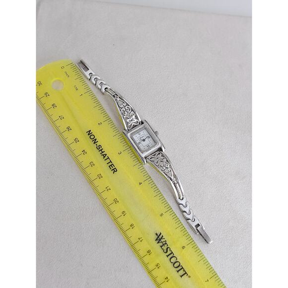 Brighton Hamilton Watch Silver Plated Square Face Roman Numerals 7" Works - Picture 7 of 7